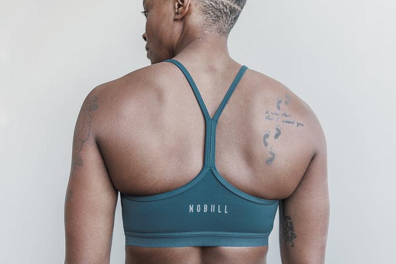 Turquoise Nobull V-Neck Sports Bra (MATTE) Women's Sports Bra | CA Z2240U